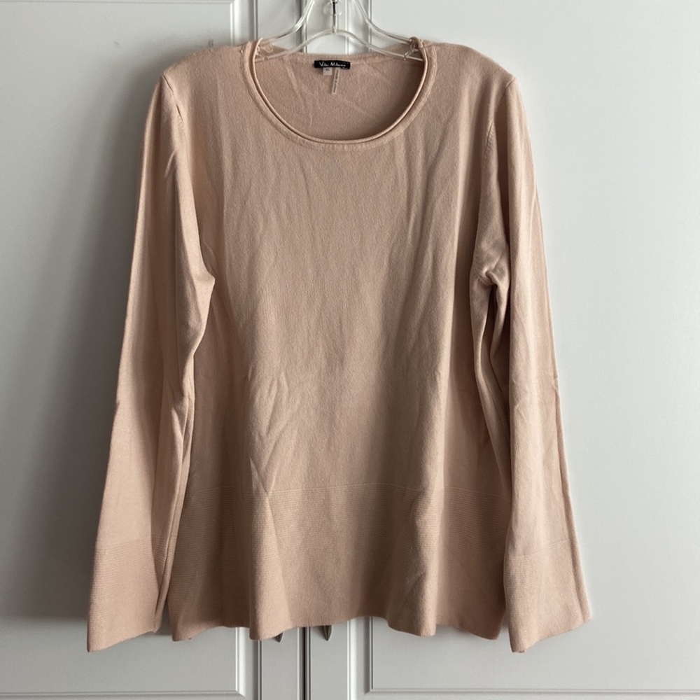 Blush Pink Sweater with Ribbed Details